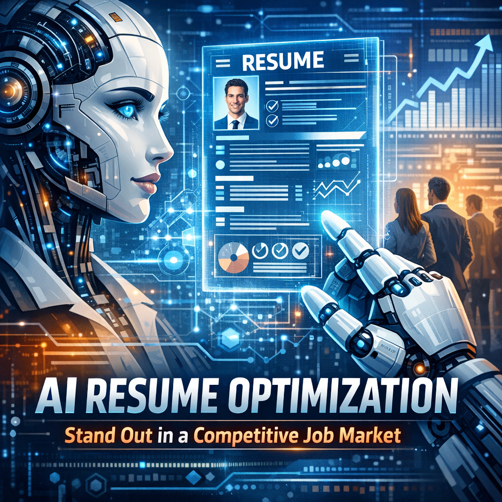 "Graphical representation of AI resume optimization improving competitiveness in job market."