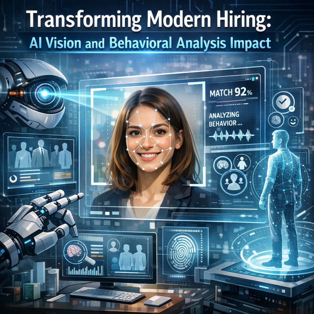 AI-powered software analyzing facial expressions and behaviors of a candidate during a job interview.