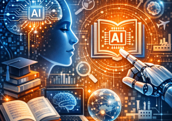 AI literacy concept with a glowing digital brain, robotic hand, (Incomplete: max_output_tokens)