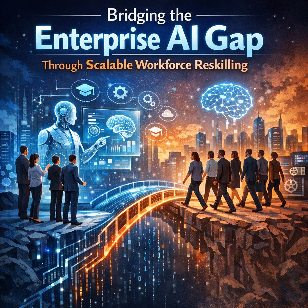 AI reskilling illustration for Bridging the Enterprise AI Gap Through Scalable Workforce Reskilling